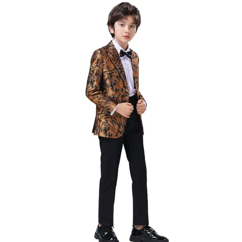DHTS Formal Tuxedo Suit for Teen Boys Wedding Prom
| DHTS Boy's 3 Piece Formal Suit with Jacquard Blazer Pants Bow Tie
