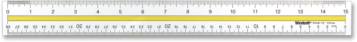 Westcott Acrylic Data Highlight Reading Ruler With Tinted Guide for Professionals in Clear 15" 
| Westcott Acrylic High