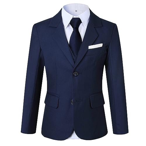 Kretenier Boys Suit Slim Fit 5 Pieces Kids Formal Wedding Suits for Boys Teen Trendy Dress Clothes Set