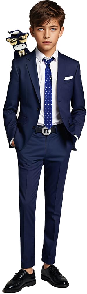 Black n Bianco Signature Boys' Slim Fit Suit Complete Outfit for Special Occasions Perfect Fit for Little Gentlemen