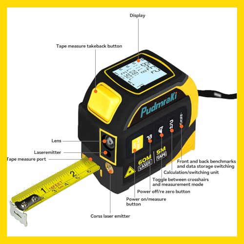 4-in-1 Laser Tape Measure for Home Improvement and Construction - Accurate Measurement, Easy to Use, Professional Tool
