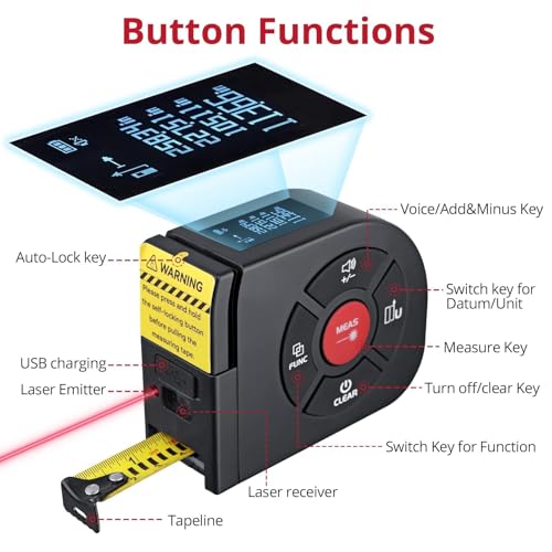 BINTA 2-in-1 Laser Tape Measure for Measuring Area & Volume
| BINTA 2-in-1 Laser Tape Measure for DIY Home Improvement