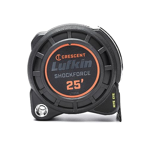 Crescent Lufkin 1-3/16" x 25' Shockforce Nite Eye G1 Dual Sidedtape Measure for Electricians | Night Vision Tape Measure