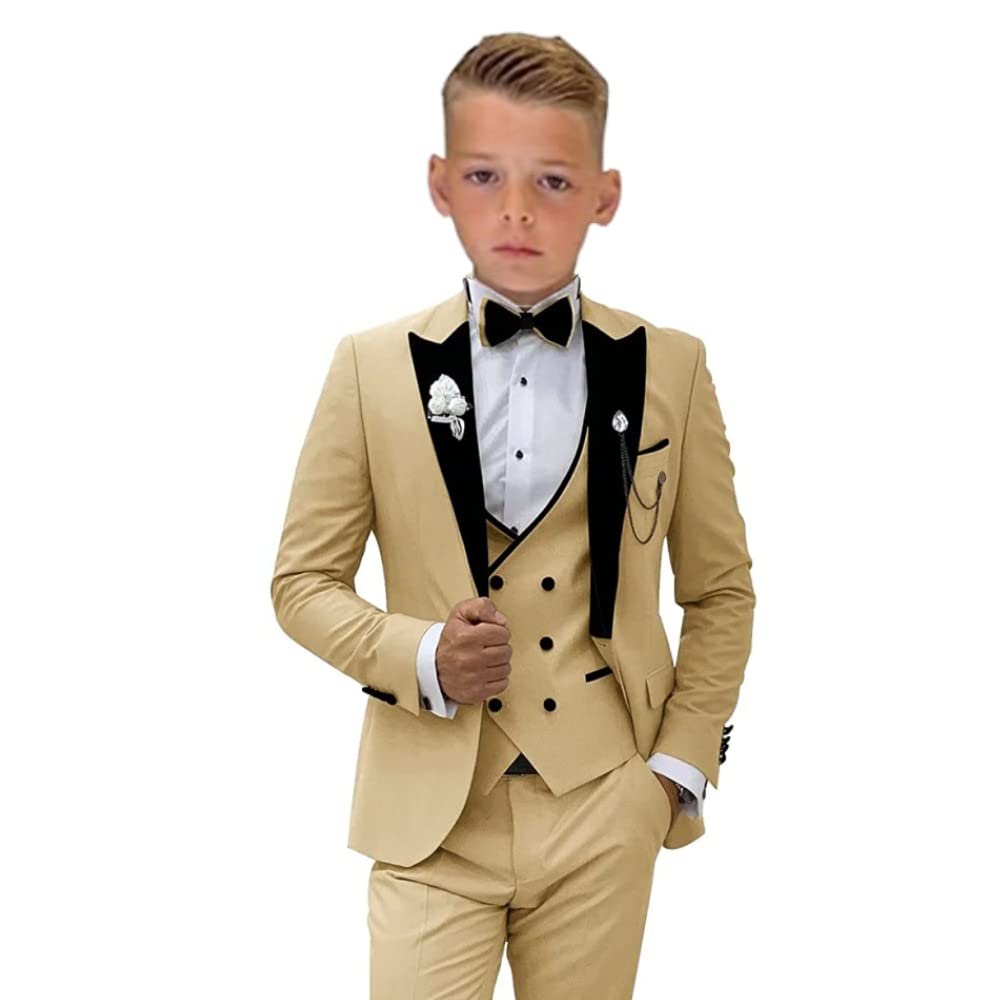 SAROULU Formal Suit for Boys: Slim Fit 3 Pieces Tuxedo, Classy Boys Outfit for Special Occasions