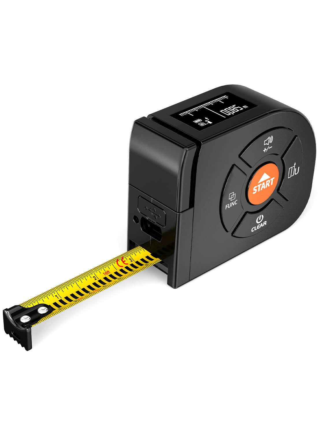 3-in-1 Laser Tape Measure for Professionals, 196ft/60m Laser Distance Meter, 16ft/5m Digital Tape Measure, Rechargeable