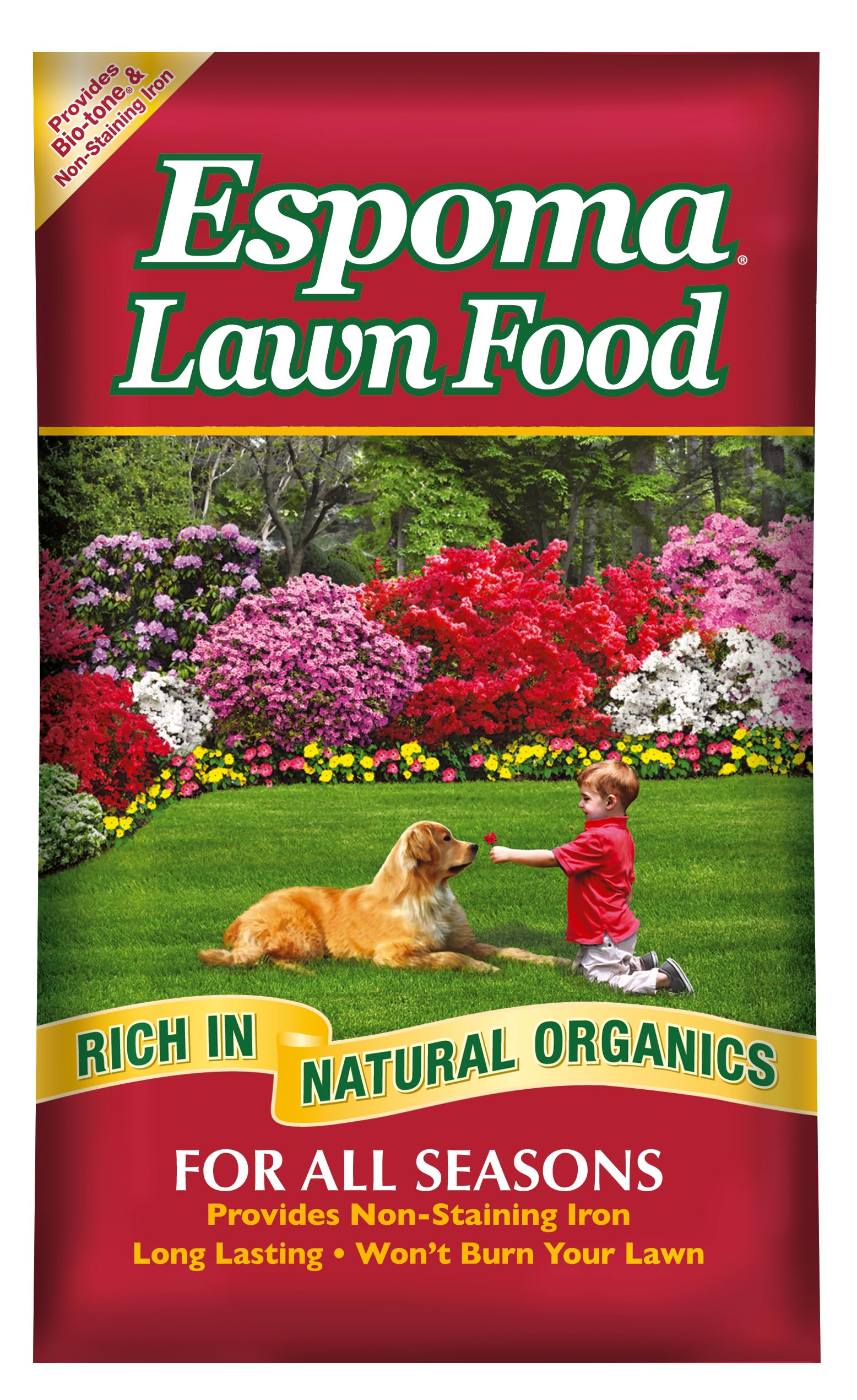 Espoma All Seasons Lawn Food for a Greener Lawn with Long Lasting Slow Release Nitrogen and Non-Staining Iron for Home